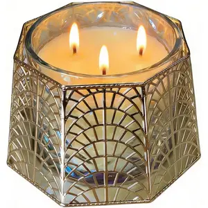 3 Wick Candle Holder, Shell Design Candle Jar Holder for 4-Inch Diameter Jars (5.25" D x 3.5" H) (Rose )