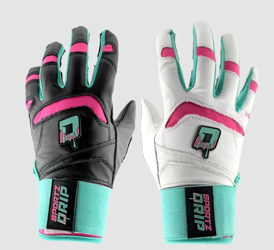 Sportz Drip Bash Clash Batting Gloves, Premium Contrasting White/Black Pair for Unisex Adult Baseball Players, Form-Fitting Softball Training Aid, High-Quality Stitching, Mismatched, Multi-Size, Reinforced Cuff