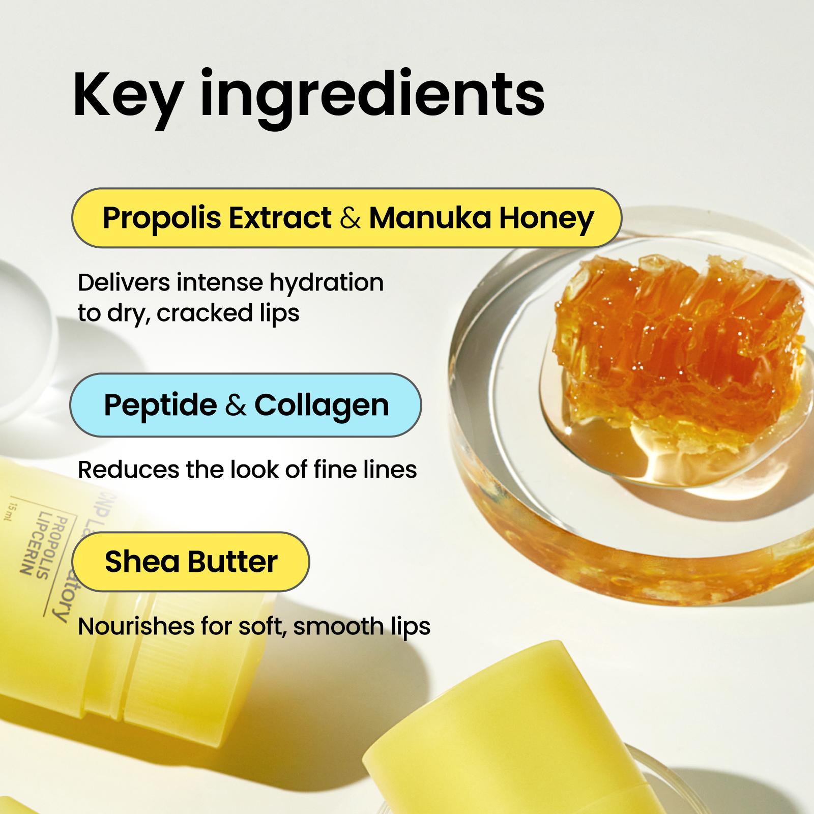 BEST Honey Lip Butter Duo (Honey & Fruity) - Propolis Lipcerin, Hydrating, Gentle Exfoliation, Deep Nourish, Revitalizing Dry Lips, Shea Butter (0.5 fl.oz / 15ml*2)