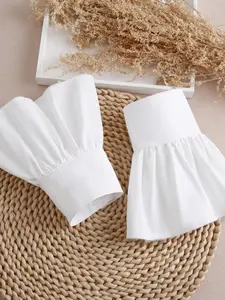 Elegant Lace Trim Sleeves, Mesh Flower Design, Women's Fashion Accessory, Perfect for Casual & Formal Wear, Enhance Your Style