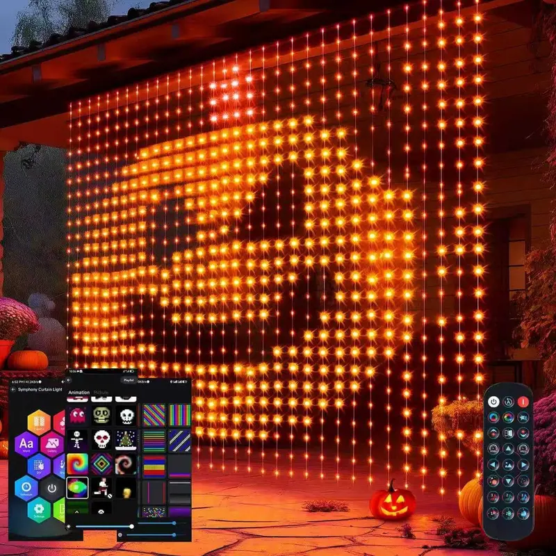 RGB-IC Smart Curtain Fairy Lights - 400LED RGB Chasing, Remote & APP Control, IP65 Waterproof, DIY Setup, Magical Party Lights, Home Party Decorations, Outdoor Indoor Decoration, Outdoor String Christmas Lights