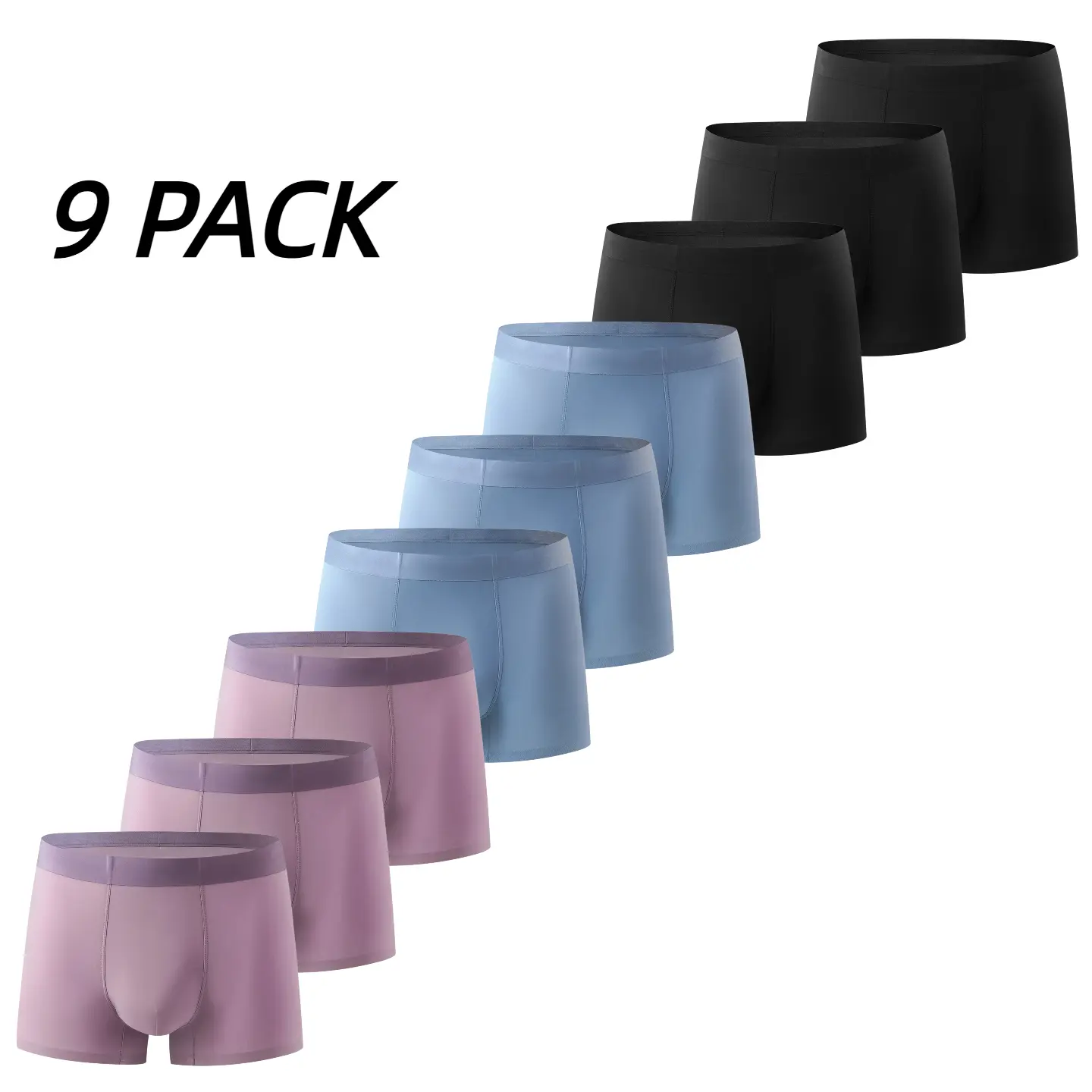 9-Pack Solid Color Men's Breathable Boxer Briefs, Moisture-Wicking and Lightweight, Soft and Stretchy Daily Casual Boxers | Comfortable and Close-Fitting, a Great Gift for Boyfriend or Husband