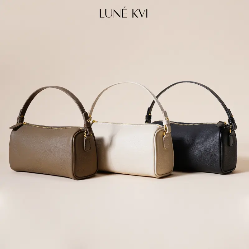 LUNÉ KVI Premium Cow Hide Women's Handbag - Chic Minimalist Genuine Leather Crossbody Purse, Underarm Clutch for Casual Use (Handbags for Women)