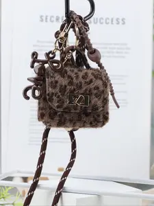 Luxurious Leopard Print Mini Bag Keychain Pendant, Keychain Wristlet Strap, Wristlet for Keys, Three Color Options, Love Charm Strap, Sweet and Bold, Perfect Gift for Friends and Family