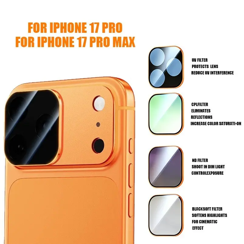 Professional Polarization & Exposure-Reduction Filter for iPhone 17 Pro/max, All-In-One Smartphone Protective Lens Protector with Nd/cpl/UV Filters, Magnetic Base, Accessories, Protection