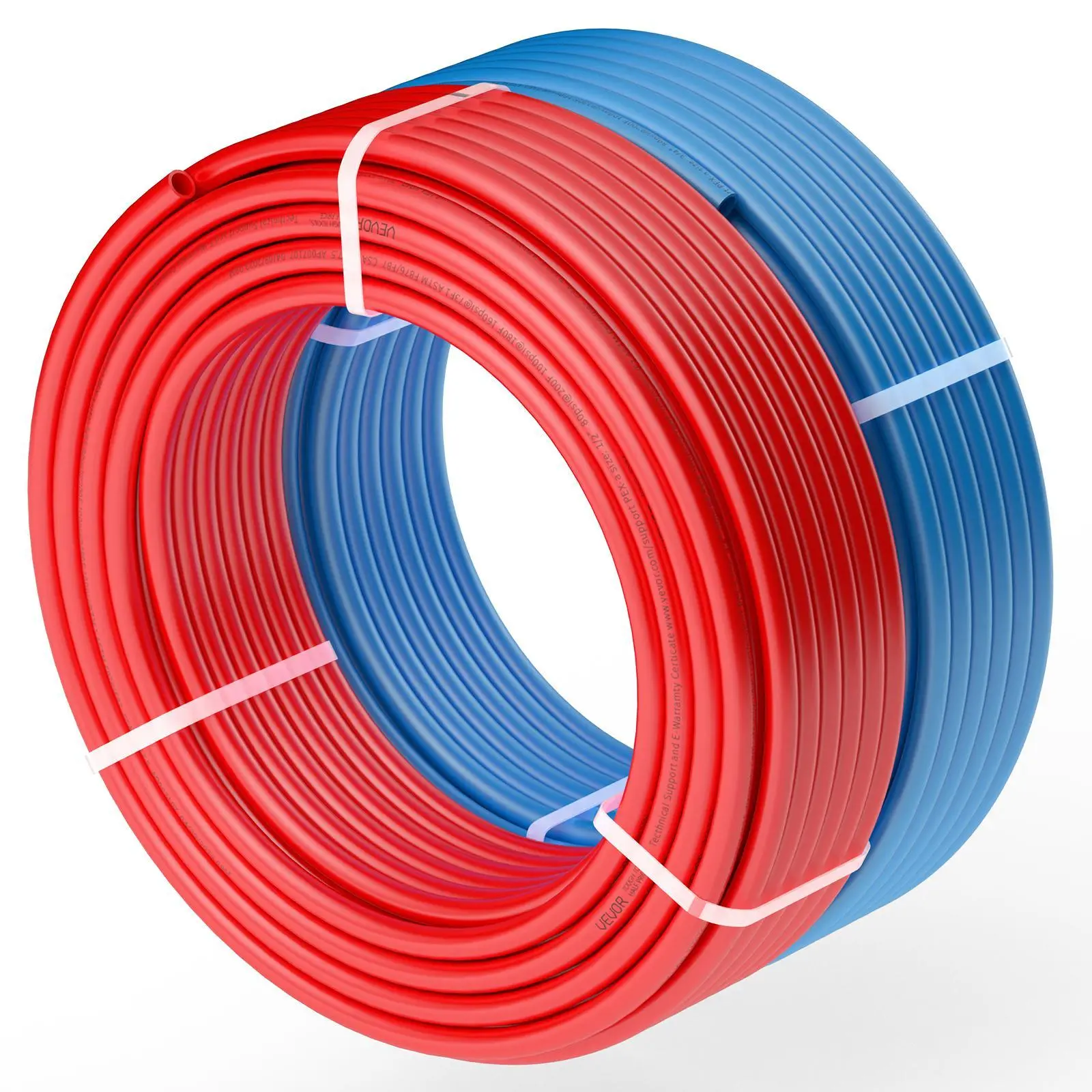 【Fallpicks】VEVOR PEX-A Flexible Pipe Tubing - 1/2 & 3/4 Inches, 2 x 100 Ft PE Material Pipes, Elastic Memory, -40C to 95C, 100 PSI @ 180F, Potable Hot/Cold Water Plumbing, Free Cutter (Blue & Red)