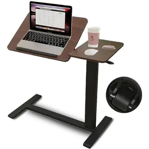 Mobile Folding Desk, Bedside Table,Folding Overbed Bedside Desk Mobile Rolling Laptop Stand Tilting Overbed Table with Wheels Height Adjustable Tray Table for Laptop Bed Sofa Side Table, Suitable for The Right Side of Sofas and Beds (WALNUT)