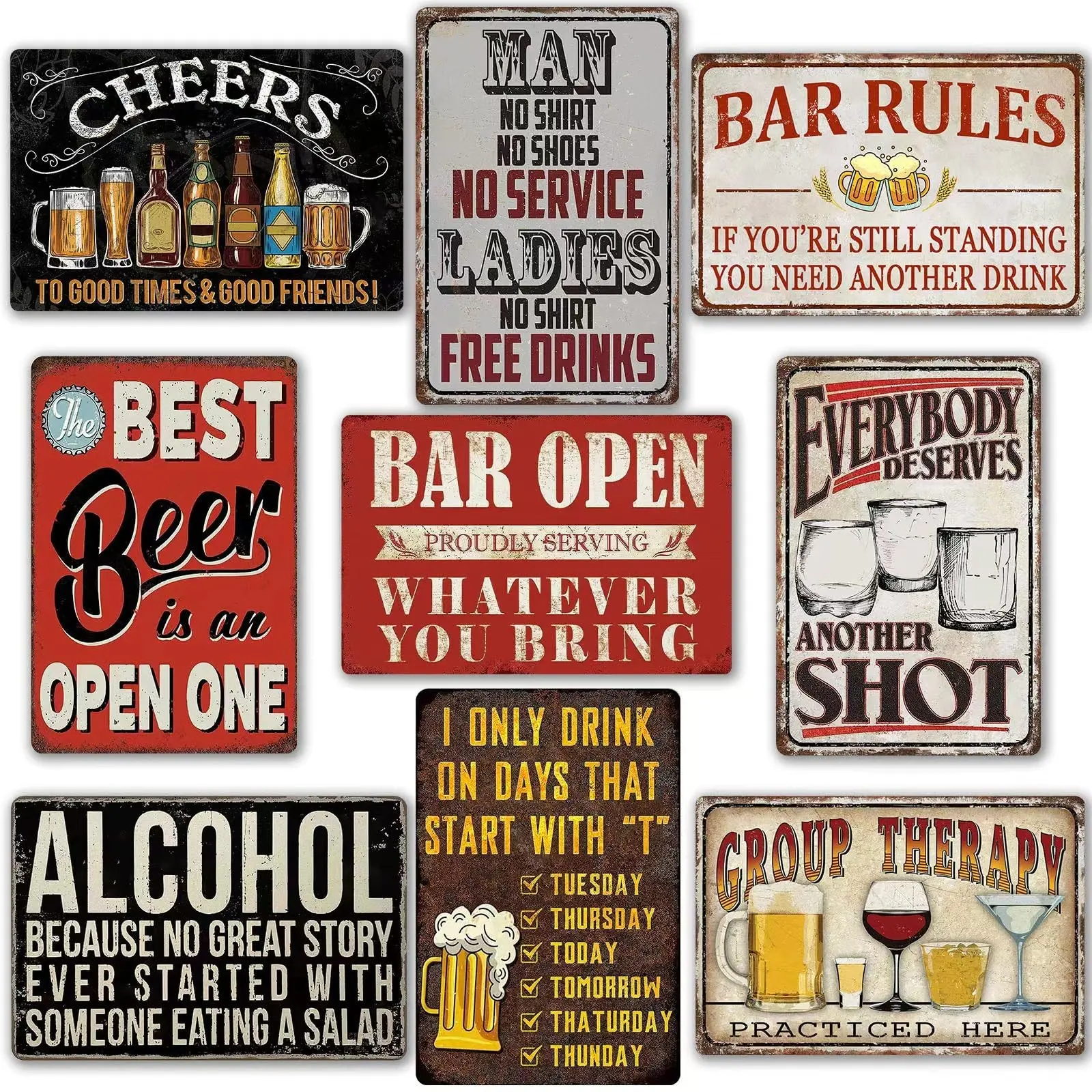 Fun Bar Sign Home Bar Decor, Bar Signs For Home Bar, Aluminum Tin Sign Vintage Men's Cave Sign, Bar Accessories Garage Decor, Wall Decor 8x12 Inches, Vintage Plaque Decoration, Wall Metal Plaque