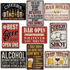 Fun Bar Sign Home Bar Decor, Bar Signs For Home Bar, Aluminum Tin Sign Vintage Men's Cave Sign, Bar Accessories Garage Decor, Wall Decor 8x12 Inches, Vintage Plaque Decoration, Wall Metal Plaque