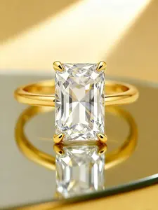 1 PC Fashionable Rectangular 1-8ct Zircon Ring for Women Fashion Jewelry for Festival Party Daily Clothing Decor Trendy Exquisite Wedding Engagement Promise Ring Ladies  Anniversary Party Birthday Valentine's Day Festival Gift for Girlfriend