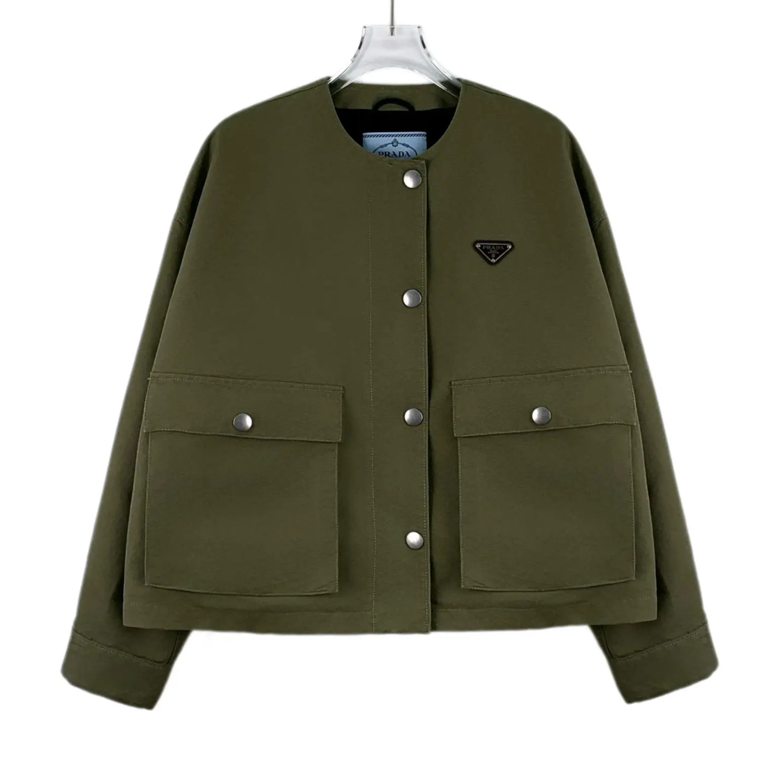 RDLTA- Prada Olive Triangle Logo Cotton Jacket Size 38