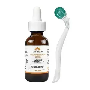 Glass Skin Kit | Hyaluronic acid with Vitamin C Serum | Derma Roller 192 Micro needling Roller 0.5mm | Formulated for uneven skin tone | For all skin types Hydrating Sensitive Skin Hydrating Hyaluronic Acid Skincare Radiant