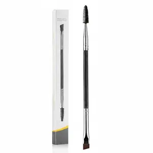 Professional Double-Ended Eyebrow Brush & Spoolie Angled Brow Brush for Filling, Lining & Shaping Brows, Lash & Edge Control, Makeup Tool for Eyebrows and Eyelashes