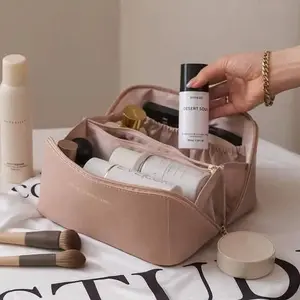 Women Makeup Organizer Toiletry Leather Bag