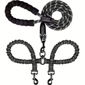 360° rotating tangle-free dog leash, dual dog leash/leashes, suitable for dogs weighing over 20 kg (approx. 44 lb), does not knot, appropriate length, ideal for outings with two dogs, durable material with some elasticity.