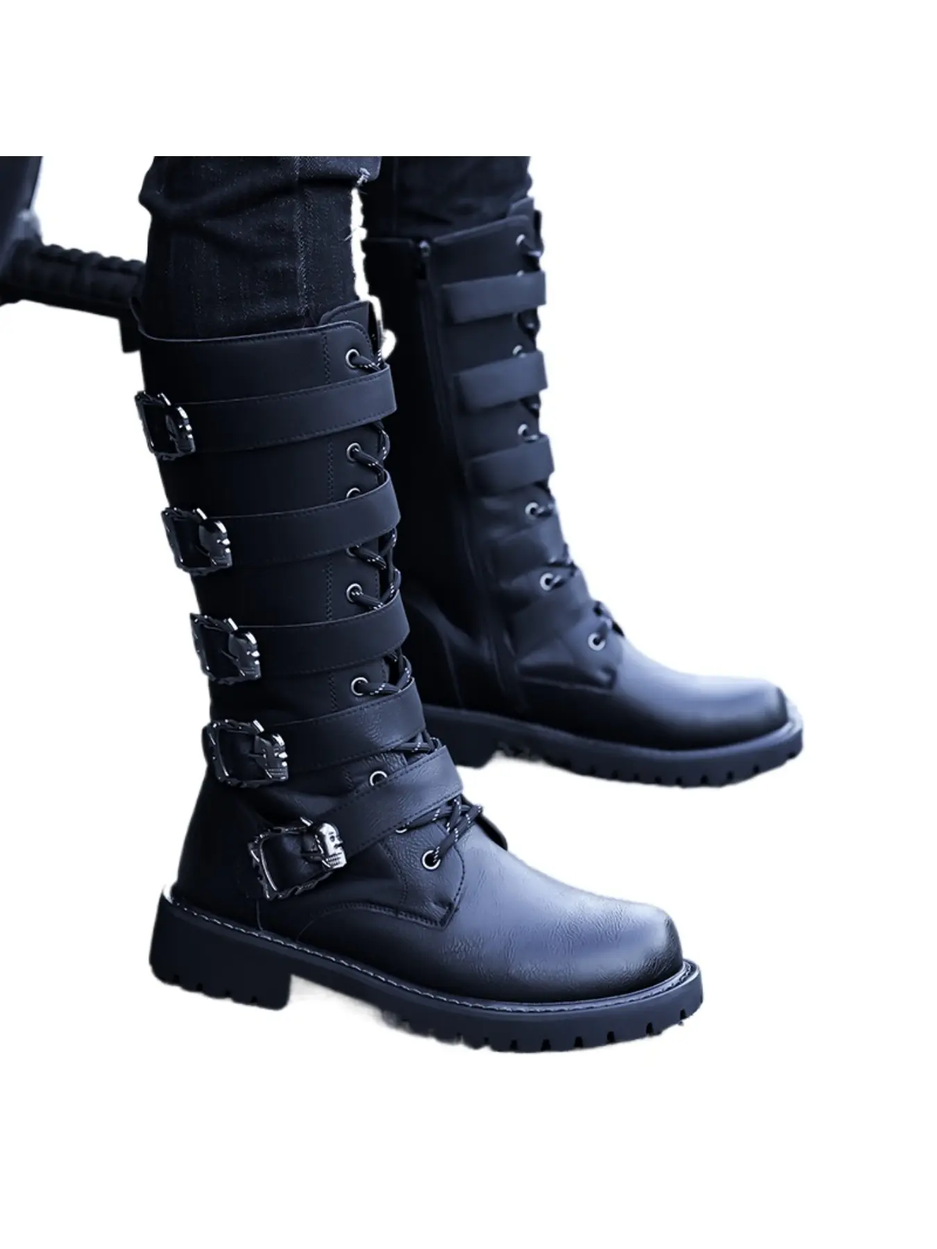 Men Long Knight Boots With Round Toe  Thick Sole Comfortable For Daily Use Youth Outdoor Retro Classic Fashion Boot Men Boots Footwear Shoe Army Boots Trudge Boots