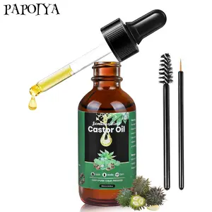 【20K + Sold】PAPOIYA Thick Castor Oil - 2.02  fl.oz Cold Pressed Organic, Unisex Massage Oil, Natural Mask, Pure Natural Jamaican Black Castor Oil for Skin & Nail, Hair, Cold Pressed Moisturizing