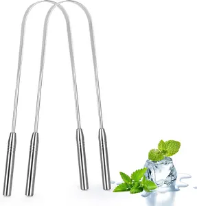2 Pack Tongue Scraper, 100% Surgical 304 Stainless Steel Tongue Cleaner for Adults Oral Gentle care and cleansing