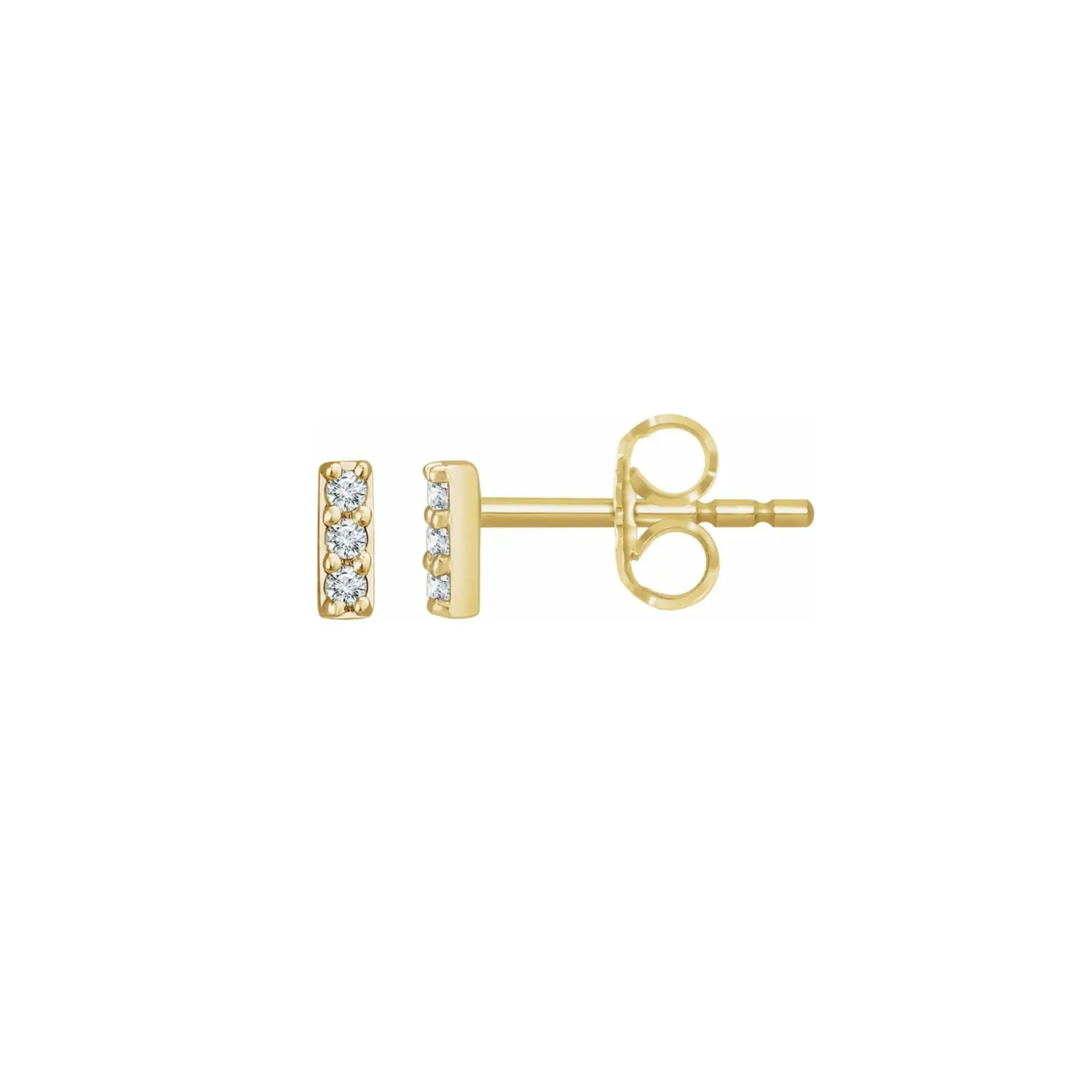 Mini Diamond Bar Stud Earrings in 14K Gold with Lab-Created Diamonds