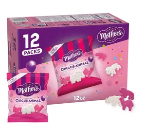 Mother's Original Circus Animal Cookies | Frosted Vanilla Shortbread Cookies with Rainbow Sprinkles | Box of Cookie Snack Packs | 12 Count - 1-oz Pouches | NET WT 12 oz