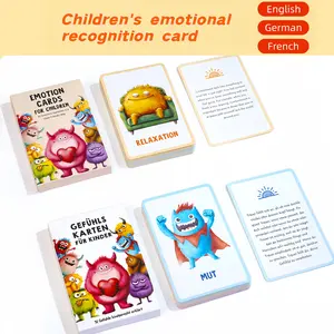 32 Cute Monster Emotion Learning Cards, English/deutsch/französisch, Emotional Learning Mindfulness Encouragement Cards, Suitable for Home & Classroom Use