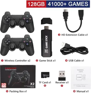 128G 24New M8 Pro retro classic game console wireless HDMI output system, built-in 20000+ classic handheld video game 2.4G wireless controller,
