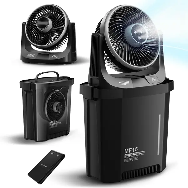 Smart Frog Portable Misting Fan with 9L Bucket, 20000mAh Rechargeable Battery Powered Floor Fan for Outside Travel, Replaceable Spray Nozzle&Battery,Outdoor Cooling Mist Fans for Patio Golf Cart Camping, RV, Job Site, Beach, Tent & Indoor Use