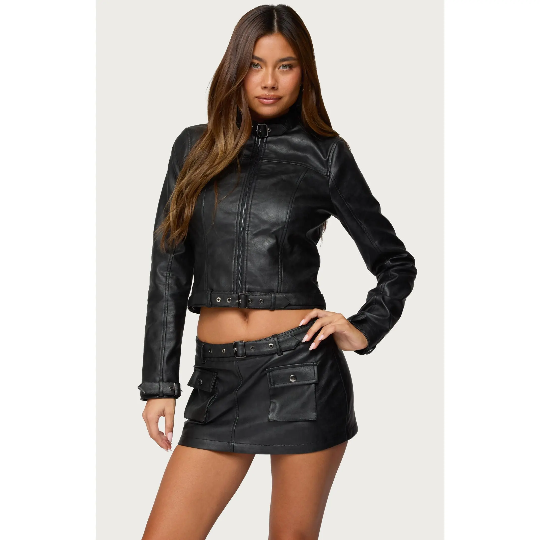 Edikted Women's Zaira Buckle Faux Leather Jacket