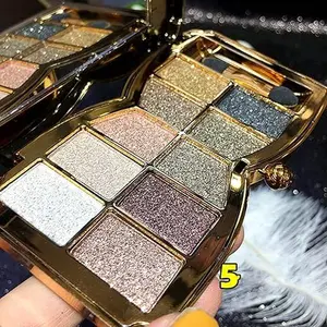 Glitter Eyeshadow Palette,10 Colors Sparkle Shimmer Eye Shadow Highly Pigmented Long Lasting Makeup Set Gold (Type 5), Small, Powder