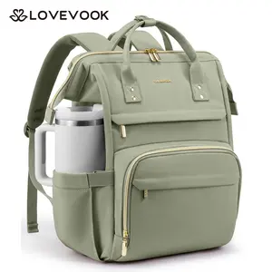 LOVEVOOK Laptop Backpack for Women & Men with Giant Tumbler Holder Pocket,15.6 &17.3 &18 inch Waterproof Travel Backpack Purse Computer Laptop Bag,Professional Work College Nurse Teacher Backpack Casual Daypack