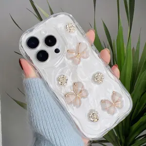 Labzone Luxury Butterfly Case for iPhone 16 Pro Max, 15 Pro Max, 16 Plus- Cute Girly Heart Phone Cover for iPhone 14 Pro White Pretty Design Aesthetic Unique Funda for iPhone 16 Pro Max,