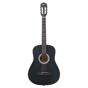 38" Matte Black Acoustic Guitar with Picks, Strings, Capo, Case, Tuner & Strap