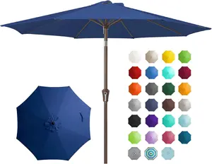 [Umbrella Base is Not Included] 9FT Outdoor Patio Umbrella Outdoor Table Umbrella with Push Button Tilt and Crank, Market Umbrella 8 Sturdy Ribs UV Protection Waterproof for Garden, Deck, Backyard, Pool
