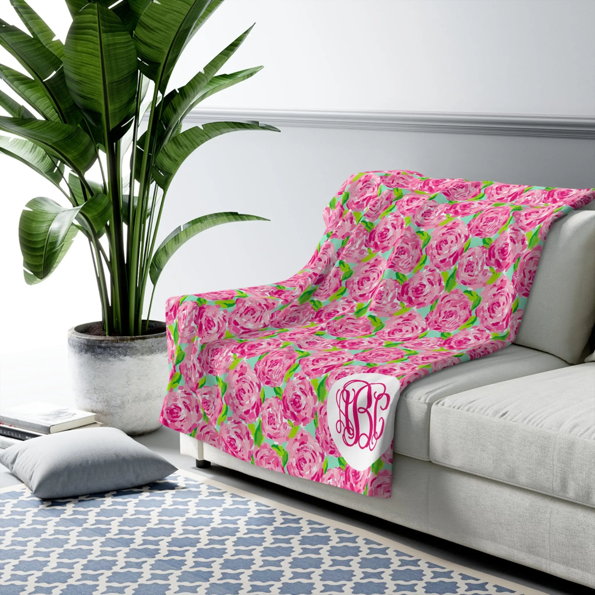 Personalized Monogram Sherpa Fleece Blanket