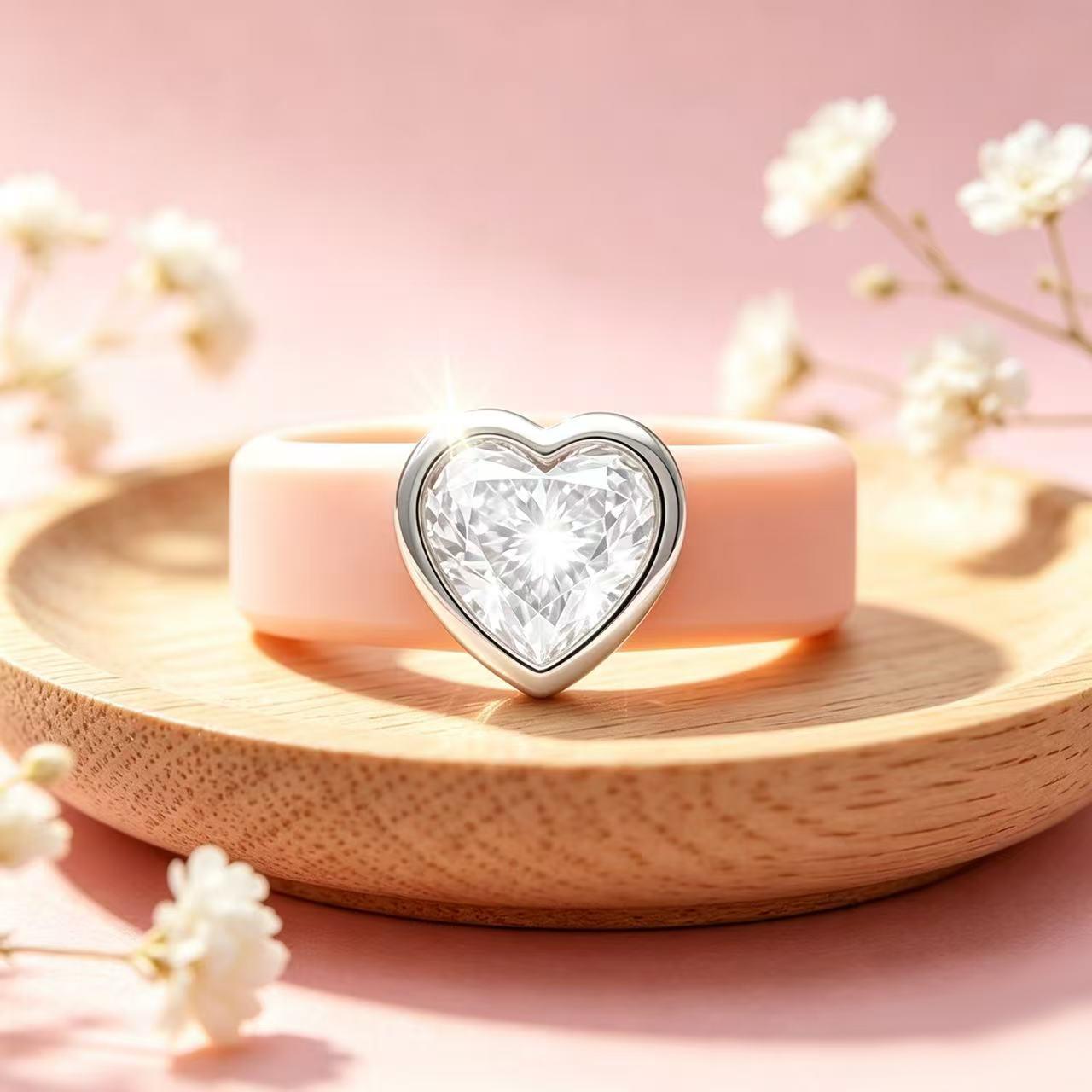 1pc 14k golden plated silicone ring for women, sparkling heart-shaped cut CZ engagement ring, commitment ring, designed for women, hypoallergenic, exquisite jewelry, suitable for daily use, weddings, Valentine's Day, anniversaries