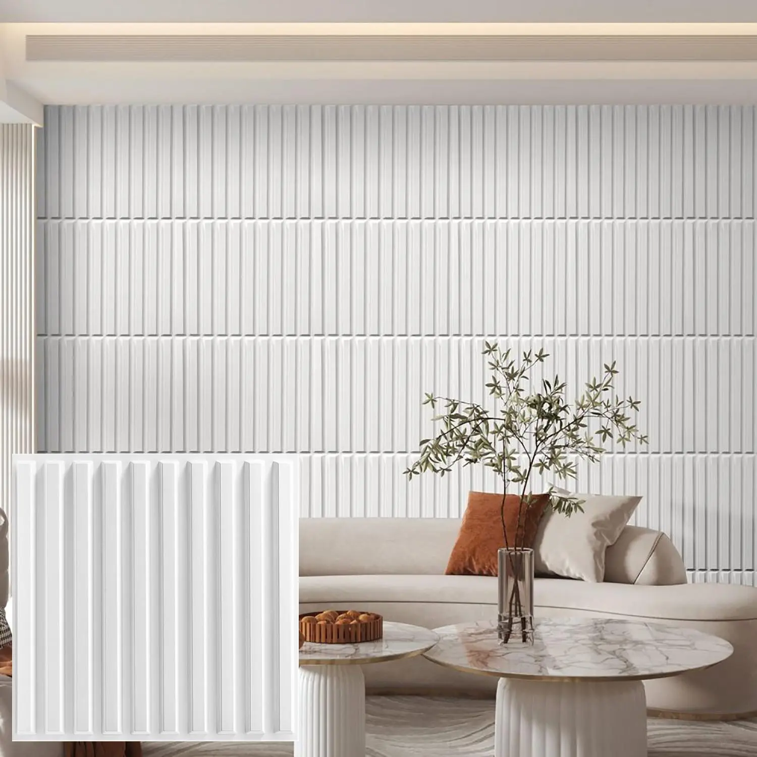 3D Wall Panel, PVC Material Striped Textured Wall Panel, Wall Decoration for Living Room, Hall, Bedroom, Hotel, Office