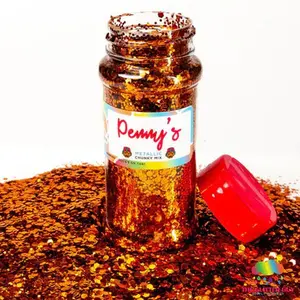 The Glitter Guy Penny's High Quality Chunky Metallic Glitter - Burnt Orange Hexagonal Cuts, 100mL Shaker with Metallic Sparkle for Crafts, DIY Projects, High Quality Glitter