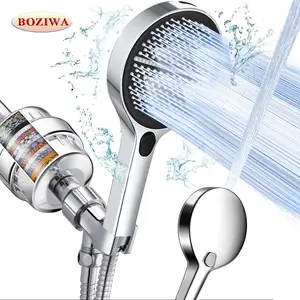 6-inch large panel handheld showerhead with four spray modes: Rainfall, Mist, Pulse, and Jet. Easy to install, comes with a 59-inch stainless steel hose and a shower bracket. Available in three colors: Silver, Black, and Gray，Bathroom accessories.
