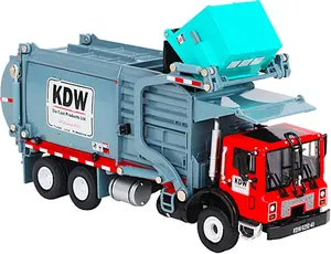 Diecast 1/24 Garbage Truck, Metal Trash Vehicle Material Transporter, Heavy Alloy Waste Recycle Dumpster Car, Action Toy Education Scale Model, Kids Boy Girl STEM Gift Adult Collection, Grey