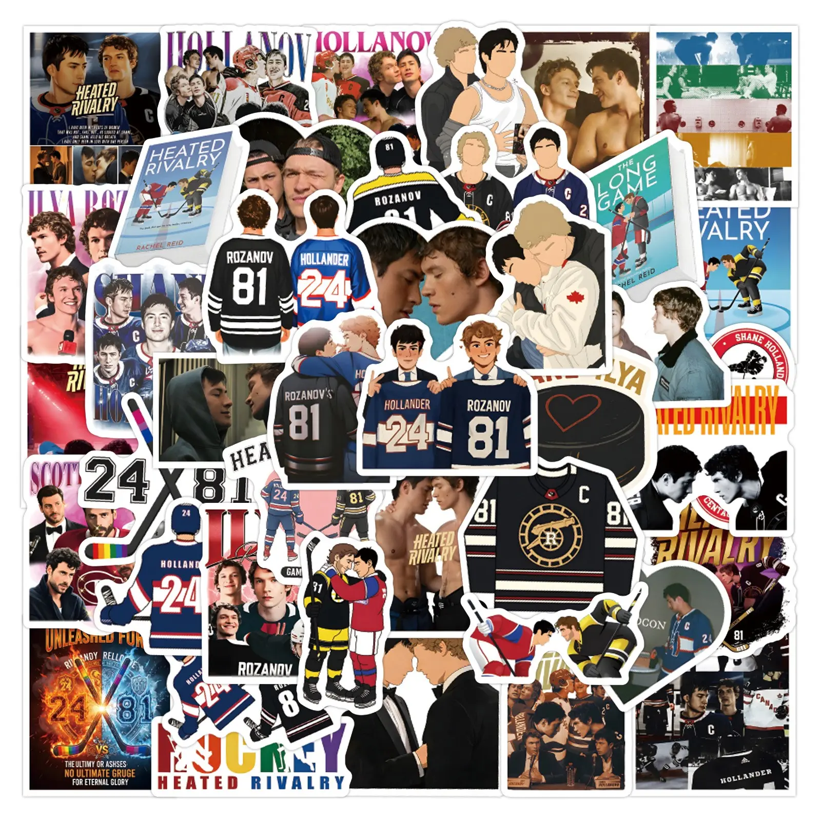 60-120 Cartoon Heated Rivalry Stickers, Waterproof Decorative Stickers for Stationery, Water Bottle, Computer, Phone Case, Notebook