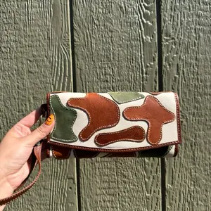 The leather camo wristlet wallet
