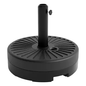Heavy Duty Patio Umbrella Base Stand – 20" Round, Water-Filled, Weighted Holder with Adjustable Steel Pole Adapter, Weatherproof HDPE, Fits 1.5"-2.1" Poles for Garden, Deck, Pool – Black, 20 In, Hdpe Plastic,summervibes