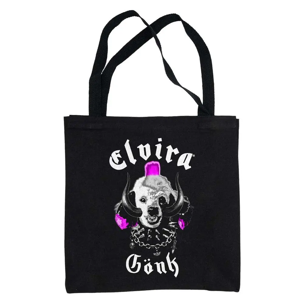 Elvira Snaggletooth Gonk Black Durable Reusable Canvas Tote Bag