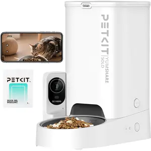 PETKIT YumShare Solo Smart Automatic Pet Feeder with Camera, White, 1080P HD Video, Night Vision, and 2-Way Audio, WiFi Cat Dog Dry Food Dispenser with Non-Stick Food Bowl and Smart App Control bowl/dish