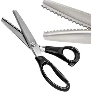 9.2 Inches Handled Professional Stainless Steel Pinking Shears Set Zig Zag Scalloped Scissors 5mm for Dressmaking Sewing Craft