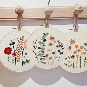 3Pcs Embroidery Kit for Beginners, Hand DIY Cross Stitch Kits,1 Embroidery Hoop,3 Plants Flowers Embroidery Patterns and Threads,Easy for The Embroidery Beginners to Learn - Home Improvement.