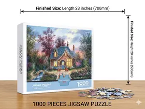 Jigsaw puzzle 1000 pieces, suitable for adults and families (small bridge and flowing water) Pieces fit together perfectly to improve memory