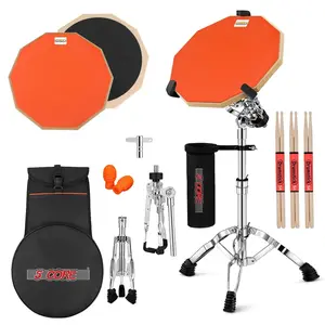 5Core Drum Practice Pad Set 12" Snare Drumming Stand Double Sided Silent Drummer Kit