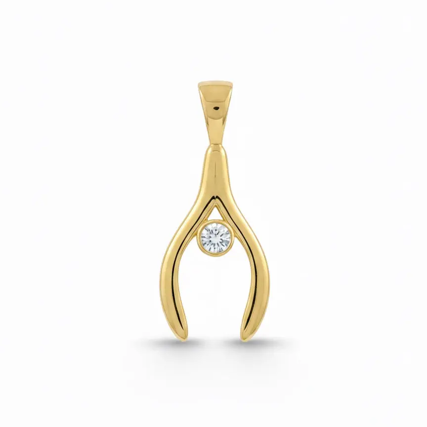 Golden Wishbone Charm