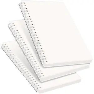Blank Journal Notebook, 3-Pack, 160 Pages per Pack, A5 Medium Size (5.7'' x 8.3''), 100 GSM Thick Paper, Spiral-bound, Flexible Plastic Cover, for Sketching, Drawing, Painting